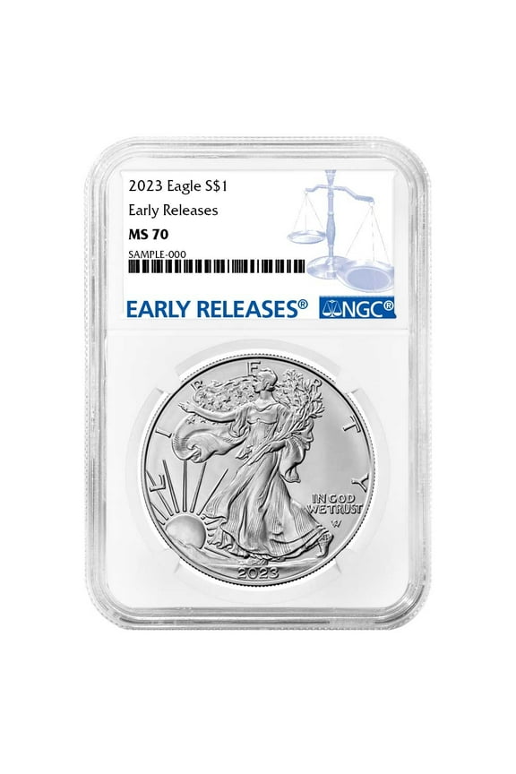 2023 $1 American Silver Eagle NGC MS70 ER Blue Label