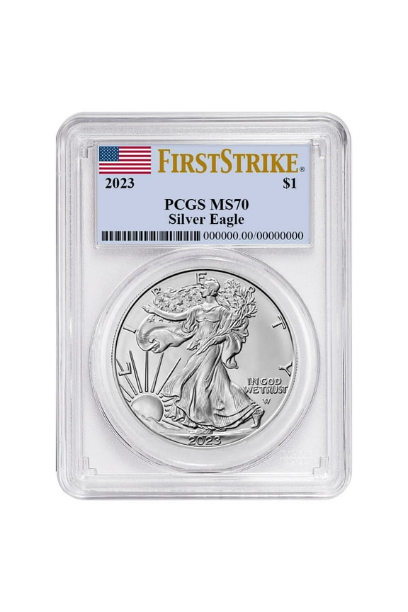 2023 $1 American Silver Eagle PCGS MS70 FS Flag Label