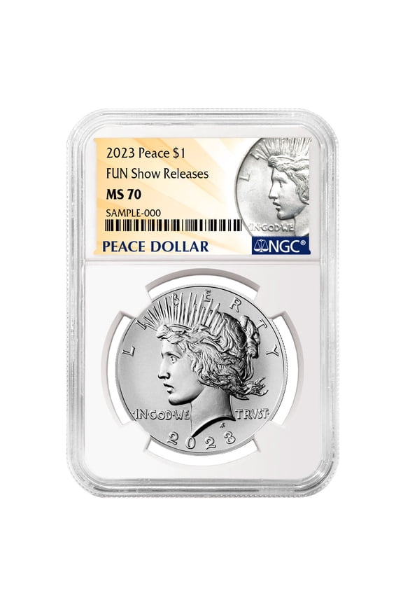 2023 $1 Peace Silver Dollar NGC MS70 Peace Label Fun Show Releases