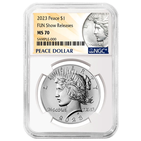 2023 $1 Peace Silver Dollar NGC MS70 Peace Label Fun Show Releases