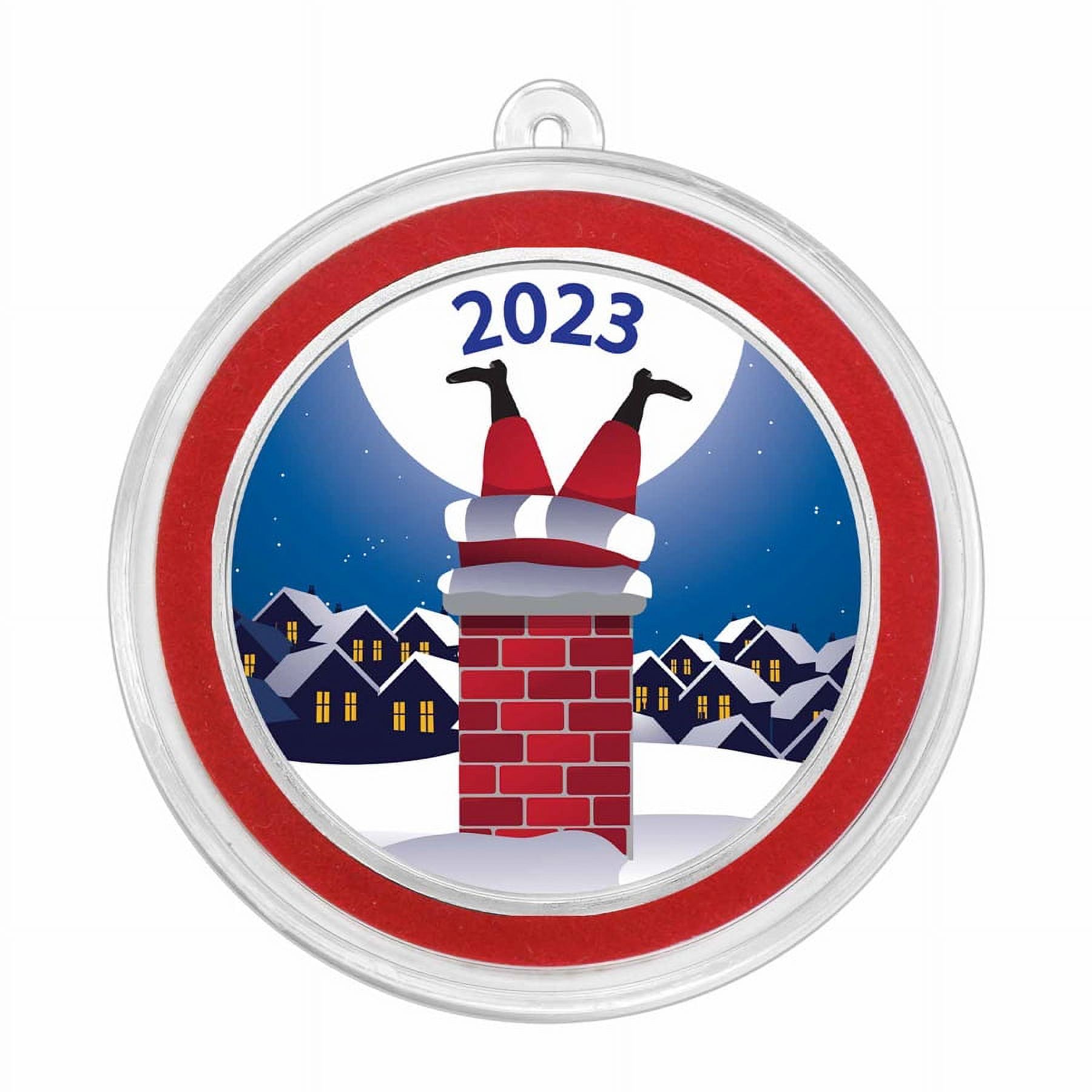 2023 1 oz Silver Colorized Round Santa Stuck In The Chimney