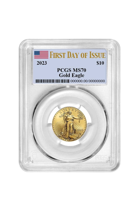 2023 $10 American Gold Eagle 1/4 oz PCGS MS70 FDOI Flag Label