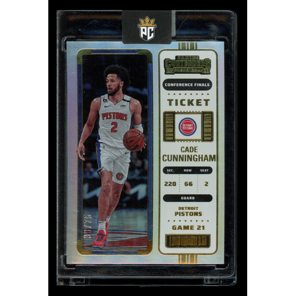 2022-23 Panini Contenders Cade Cunningham Detroit Pistons Conference Finals Ticket #44 /75 Basketball Card