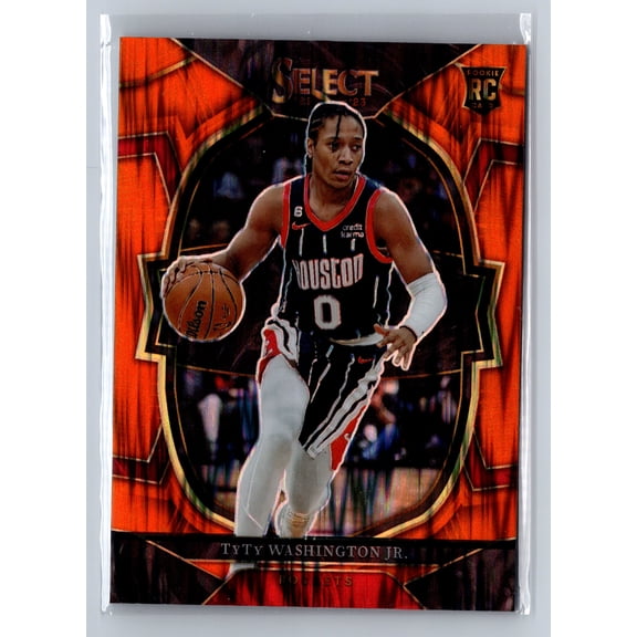 2022 Panini Select TyTy Washington Jr. Houston Rockets #70 Orange Flash Prizm RC Basketball Card