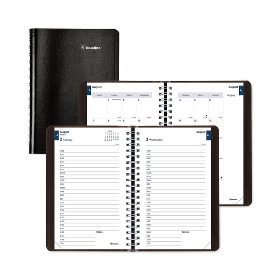 2023-2024 Brownline 8" x 5" Academic Daily Appointment Book with Monthly Planner Black (CA201.BLK)