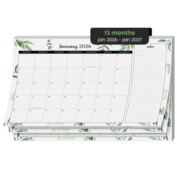 2026 Desk Year Calendar 17" x 11" Desktop or Wall Planner, Tear-Off Pad for Easy Planning, Includes a Notes Section To Do's for the Year of 2026