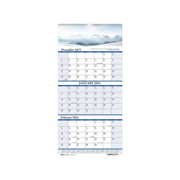 2023-2024 House of Doolittle Earthscapes 12.25" x 26" 3-Month Wall Calendar (3638-24)