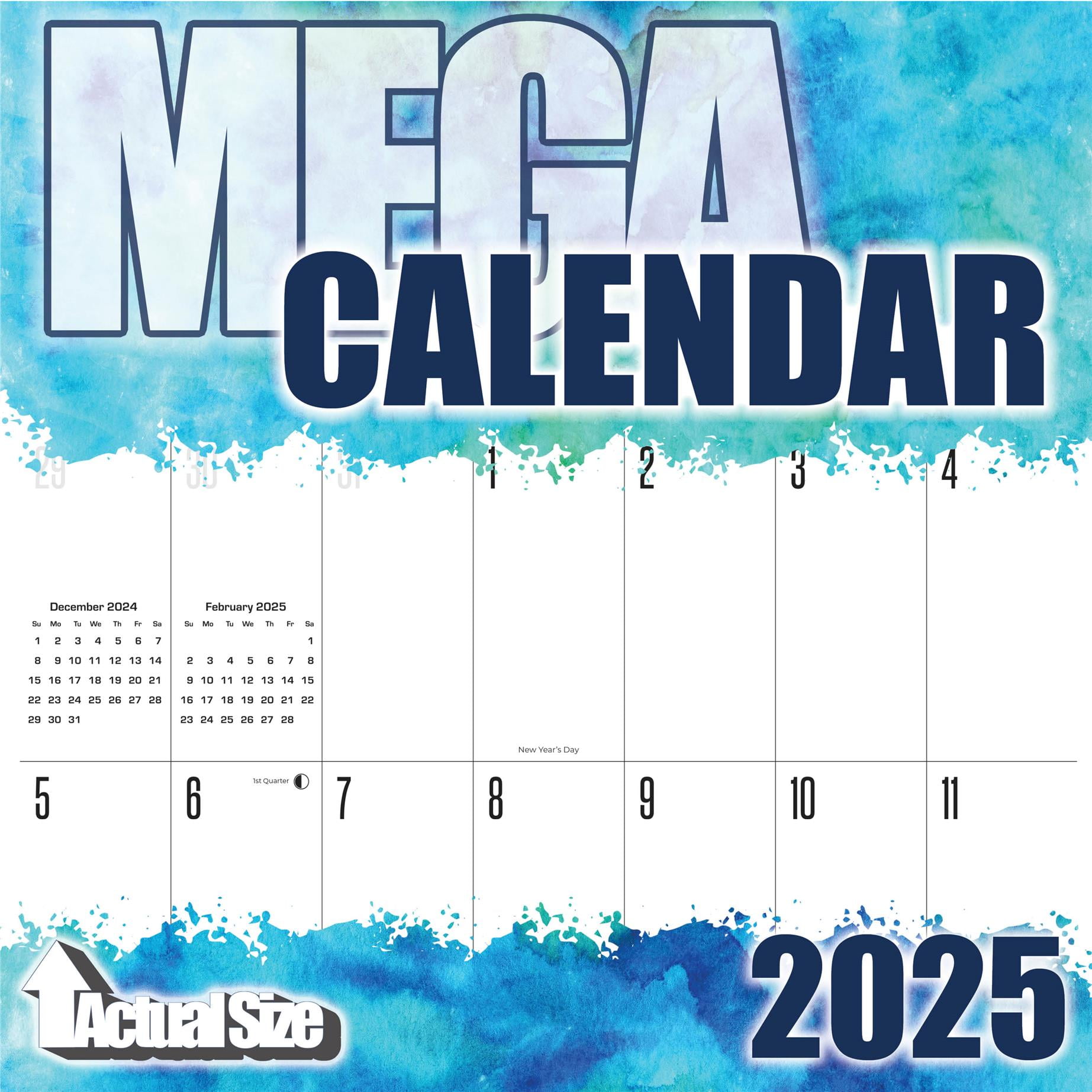 2024 2025 LARGE GRID Wall Calendar - Large Print Big Grid Wall Calendar- 12 x 24 Open - Thick No-Bleed Paper - Giftable - Academic Teacher's Planner Calendar Organizing & Planning Calendar