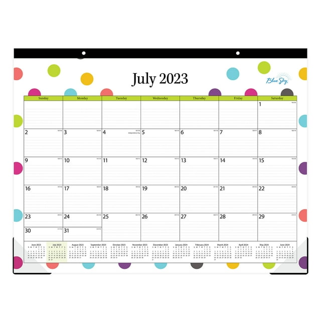 20232024 Monthly Desk Pad Calendar, 22x17, Blue Sky, Teacher Dots