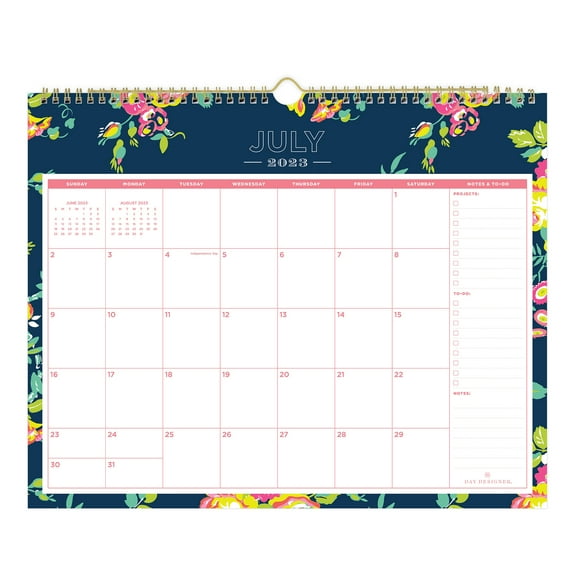 2023-2024 Monthly Wall Calendar, 15x12, Day Designer for Blue Sky, Peyton Navy