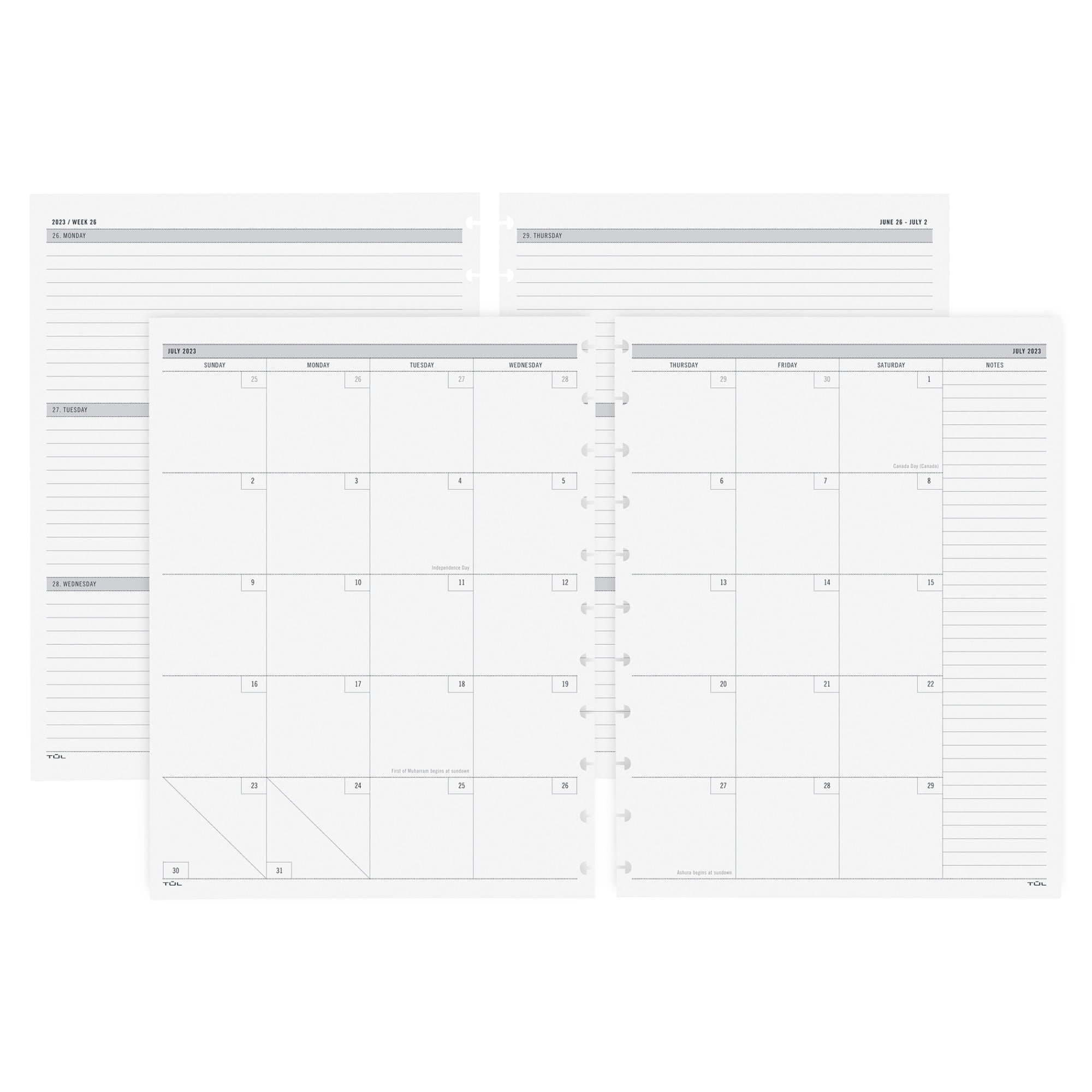 20232024 TUL Discbound Academic Weekly/Monthly Refill Planner Pages