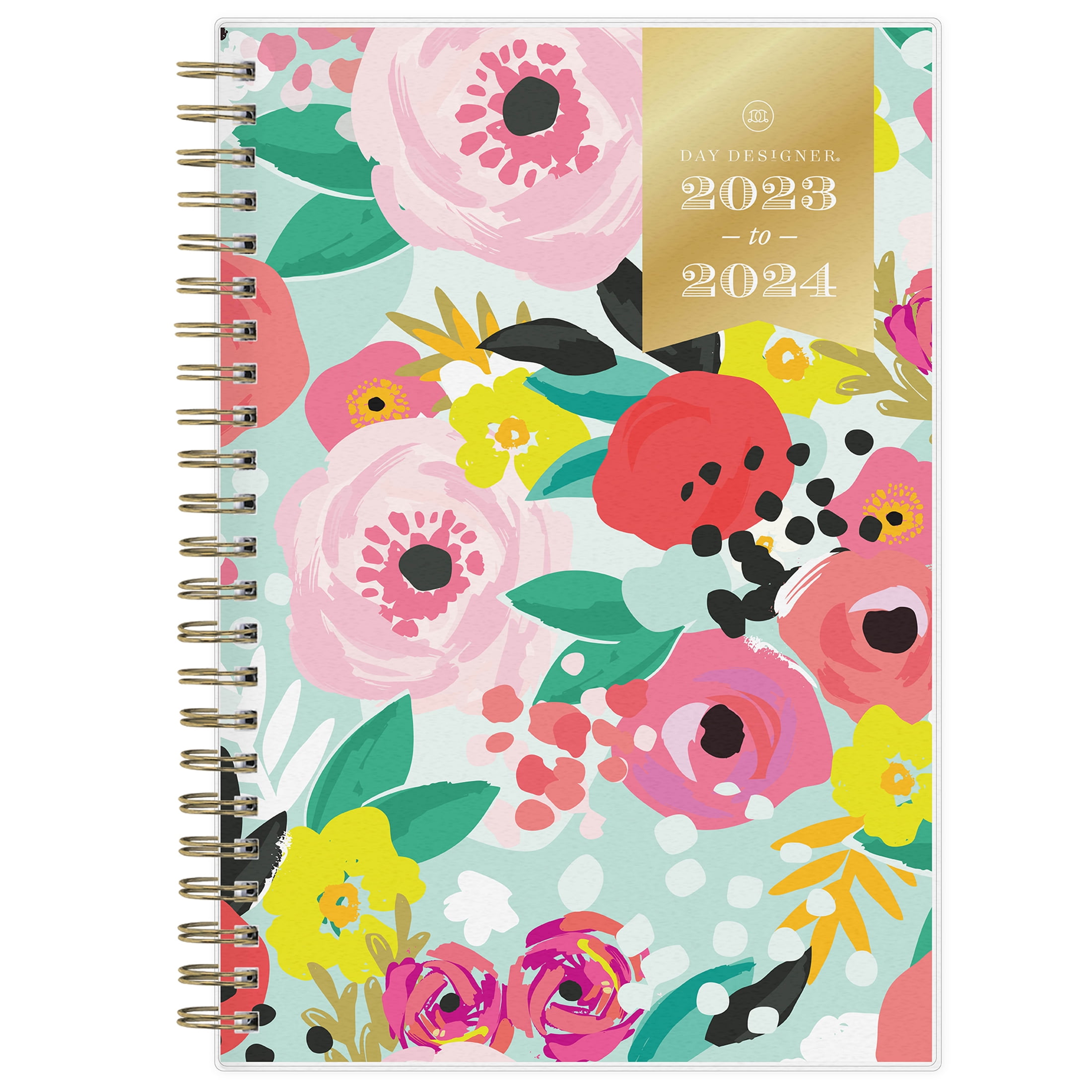 2023-2024 Day Designer Weekly/Monthly Planner, 5-7/8 x 8-5/8, Climbing Floral Mint Frosted, July 2023 to June 2024, 137884-A