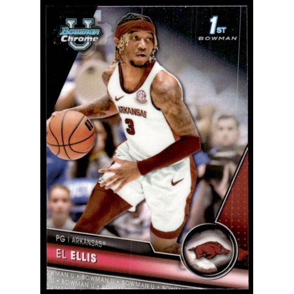 2023-24 BOWMAN UNIVERSITY CHROME #82 EL ELLIS ARKANSAS RAZORBACKS