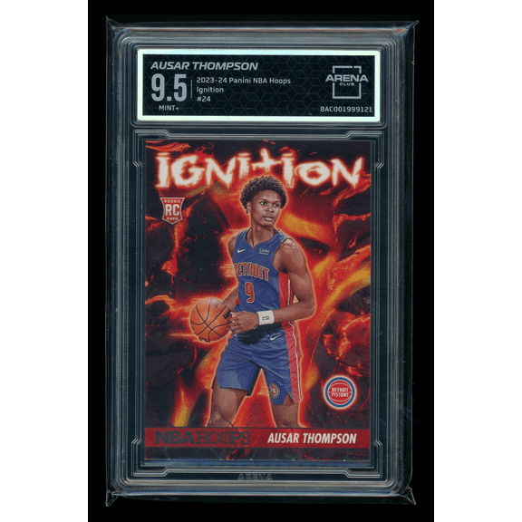 Graded 2023-24 Panini NBA Hoops Ignition Ausar Thompson RC #24 Detroit Pistons Arena Club 9.5 Basketball Card
