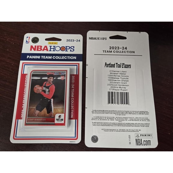 2023-24 Panini NBA Hoops Portland Trail Blazers Trailblazers Retail Team Set of 9 Cards Includes Rookies