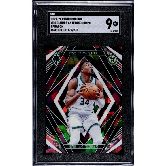 2023-24 Panini Phoenix #10 Giannis Antetokounmpo Paragon Maroon Ice /275 SGC 9