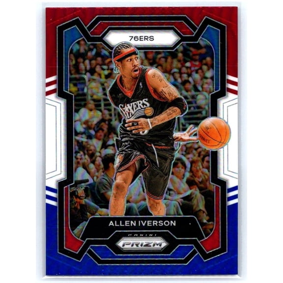 2023-24 Panini Prizm Prizms Red White and Blue Allen Iverson #184 Philadelphia 76ers