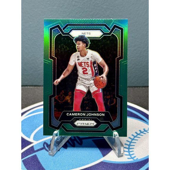 2023-24 Panini Prizm Prizms Green #222 Cameron Johnson Brooklyn Nets Basketball Card