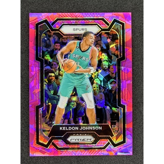 2023-24 Panini Prizm Keldon Johnson #82 Prizms Pink Ice San Antonio Spurs Basketball Card