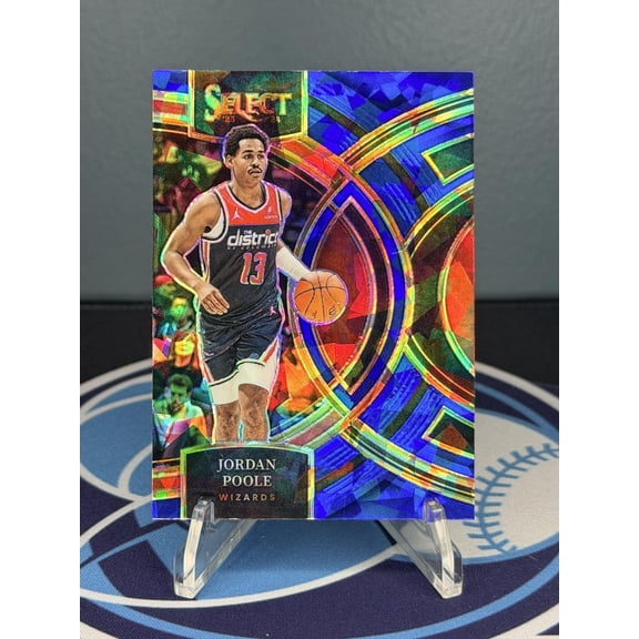 2023-24 Panini Select Blue Cracked Ice Prizms Jordan Poole #183 Wizards Basketball Card