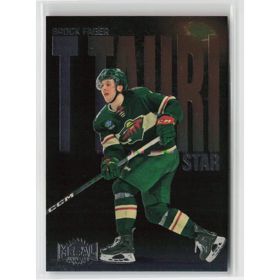 2023-24 SkyBox Metal Universe T Tauri Star Brock Faber TTP-4 Rookie Hockey Card Minnesota Wild