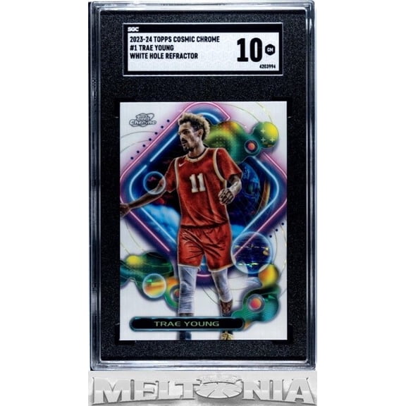 Graded 2023 Topps Chrome Cosmic Trae Young #1 White Hole Refractors SGC 10 Atlanta Hawks Basketball Card
