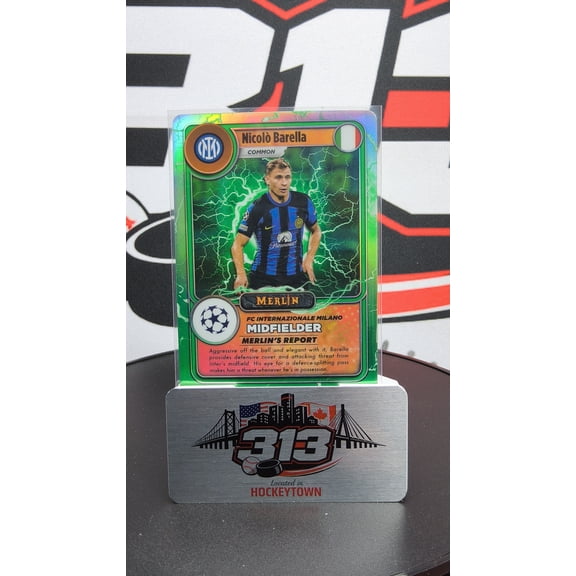 2023-24 Topps Chrome Merlin UEFA Champions League Nicol Barella #MO-13 Green Lightning