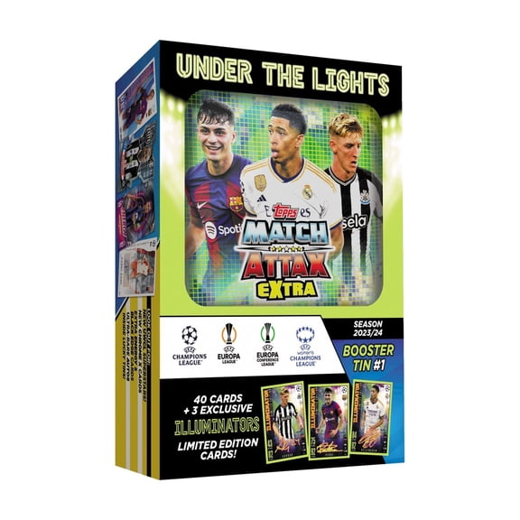2023-24 Topps Match Attax Extra Champions League Cards - Booster Mini Tin 1 Illuminators (40 Cards + 3 LE)