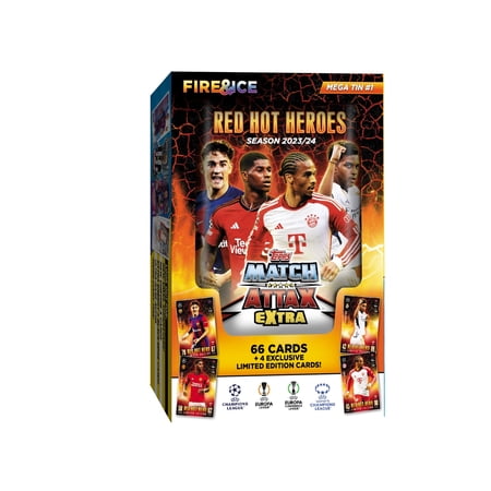 2023-24 Topps Match Attax Extra Champions League Cards - Mega Tin 1 Red Hot Heroes (66 Cards + 4 LE)
