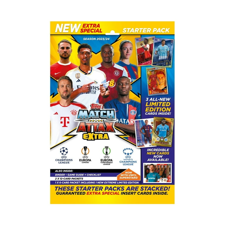 Topps 2023-24 Match Attax Extra Champions League Cards - Starter Pack (Album, 24 Cards + 2 LE) Topps 2023-24 Match Attax Extra Champions League Cards - Starter Pack (Album, 24 Cards + 2 LE)