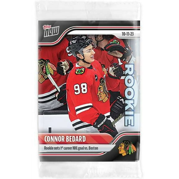 2023-24 Topps Now Hockey Connor Bedard Sticker Card (Rookie, Nets 1st Career NHL Goal Vs. Boston)