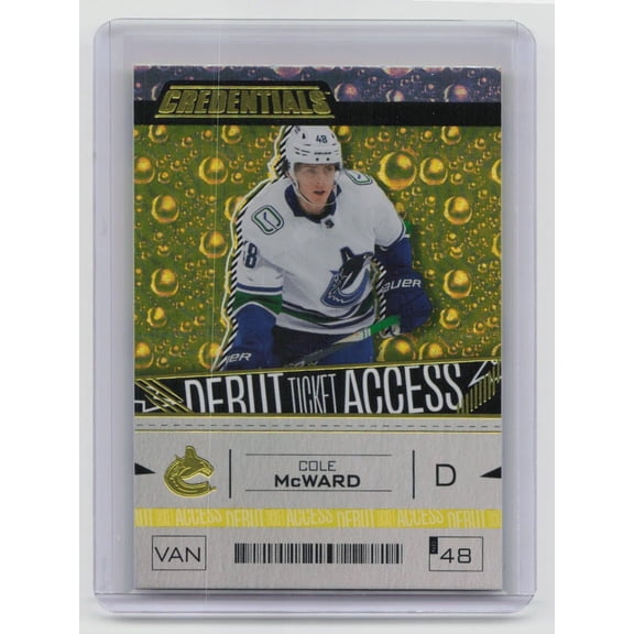 2023-24 Upper Deck Credentials Debut Ticket Access Yellow Rookie Cole McWard #135 Vancouver Canucks