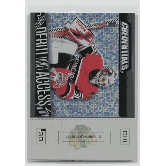 2023-24 Upper Deck Credentials Debut Ticket Access Ice Blue /799 Rookie Jaxson Stauber #105 Hockey Card