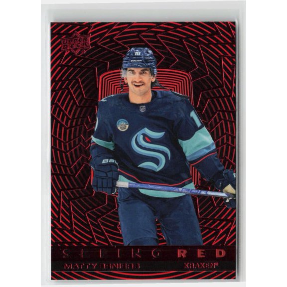 2023-24 Upper Deck Extended Series Seeing Red Matty Beniers SR-1 Seattle Kraken Hockey Card
