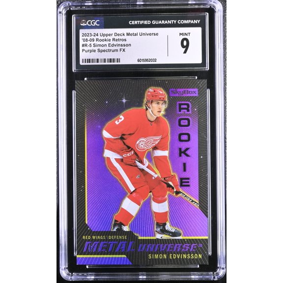 2023-24 Upper Deck Metal Universe Simon Edvinsson #R-5 Purple Spectrum FX '08-09 Rookie Retros CGC 9
