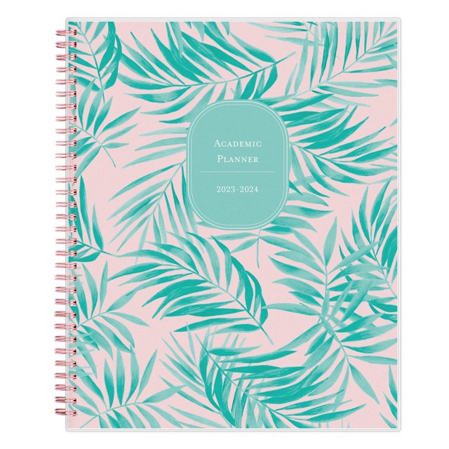 202324 Weekly Monthly Planner, 8.5x11, Blue Sky, Palmilla Pink