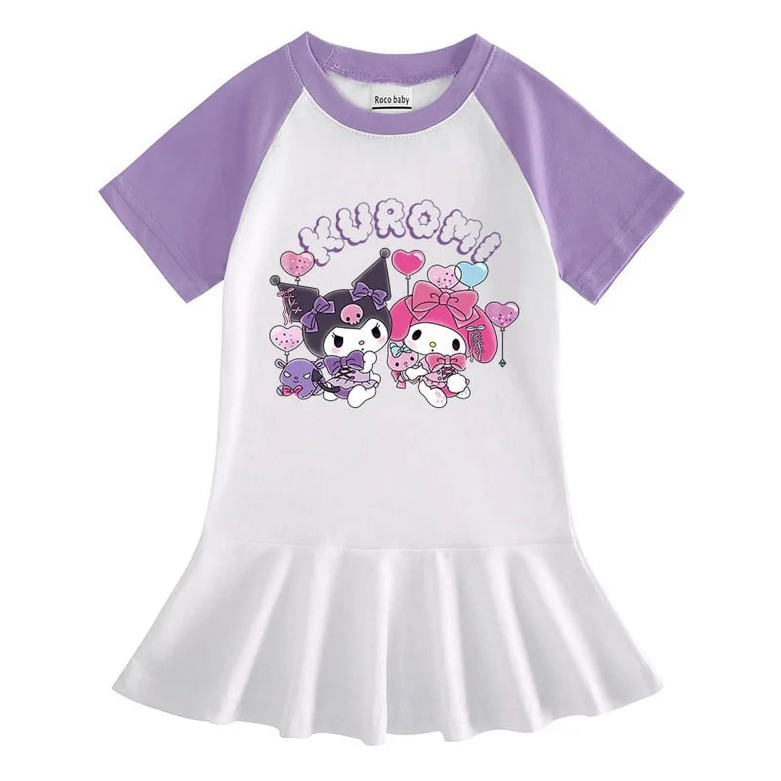 2023 3-8Y Summer Children Dress Kawaii Sanrioed Kuromi My Melody Girls ...
