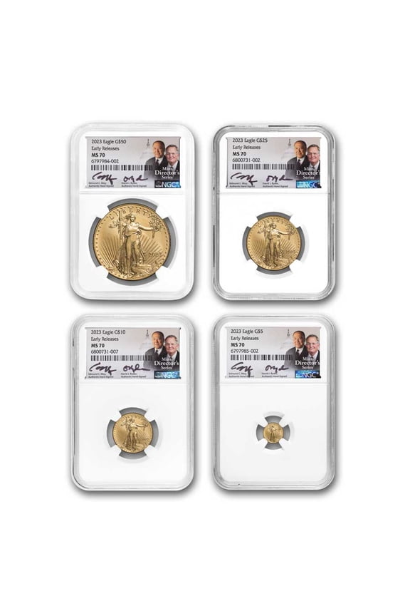 2023 4-Coin American Gold Eagle Set MS-70 NGC (ER, Moy & Ryder)