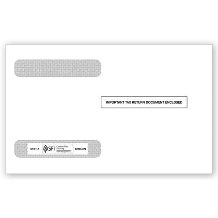 2023 4-Up Horizontal Laser W-2 Double-Window Envelope, Pack of 100