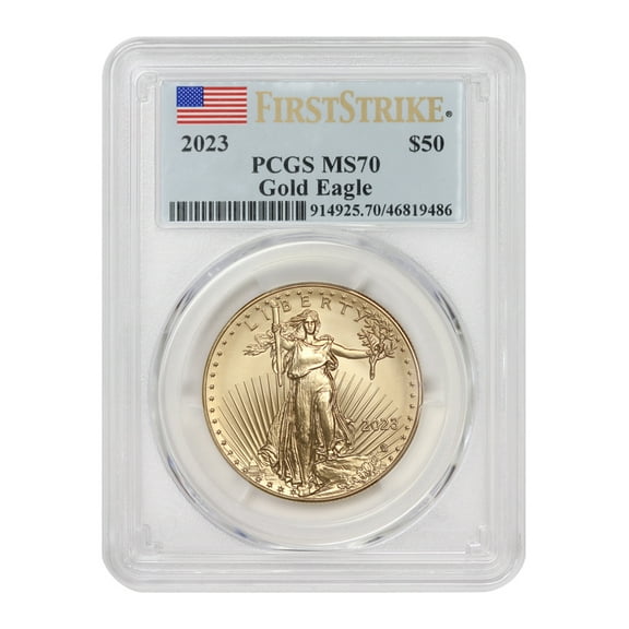 2023 $50 Gold Eagle PCGS MS70 First Strike Flag Label U.S. Mint Coin