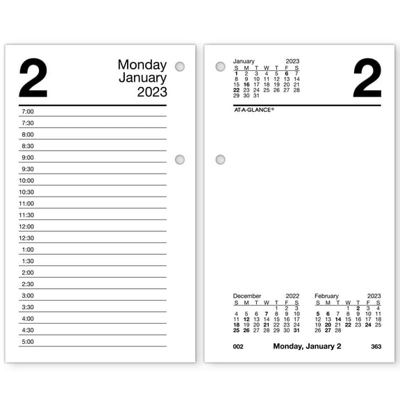 2023 AT-A-GLANCE 6" x 3.5" Daily Loose-Leaf Desk Calendar Refill White/Black (E717T-50-23)