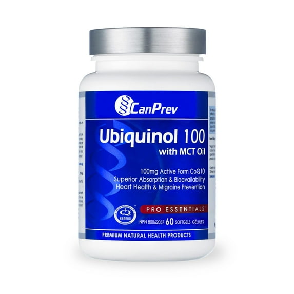 CanPrev Ubiquinol 100mg with MCT Oil, 60 Softgels, 2-Month Supply, CoQ10 Supplement for Heart & Cardiovascular Support, Enhanced Absorption, Non-GMO & Gluten Free, Coenzyme Q10 for Energy &