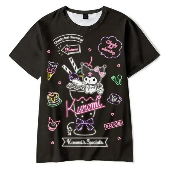 2023 Anime Cartoon Summer Kuromi T-Shirt My Melody hello kitty 3D Print Cartoons Clothes Kid Girl Boy Fashion T Shirt Casual Top