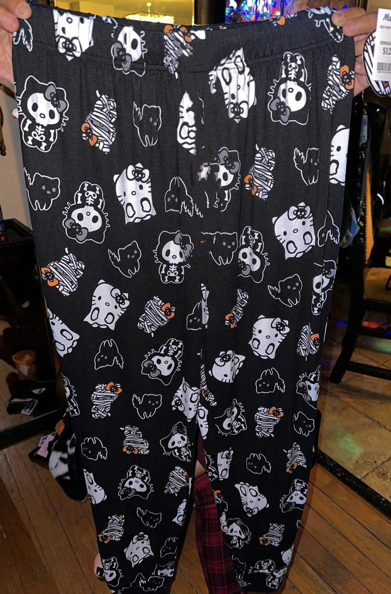 2023 Anime Sanrio Hello Kitty Pajamas Black Flannel Women Kawaii Woolen ...