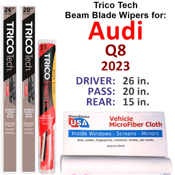 2023 Audi Q8 Beam Blade Wipers (Set of 3) w/Rear Wiper