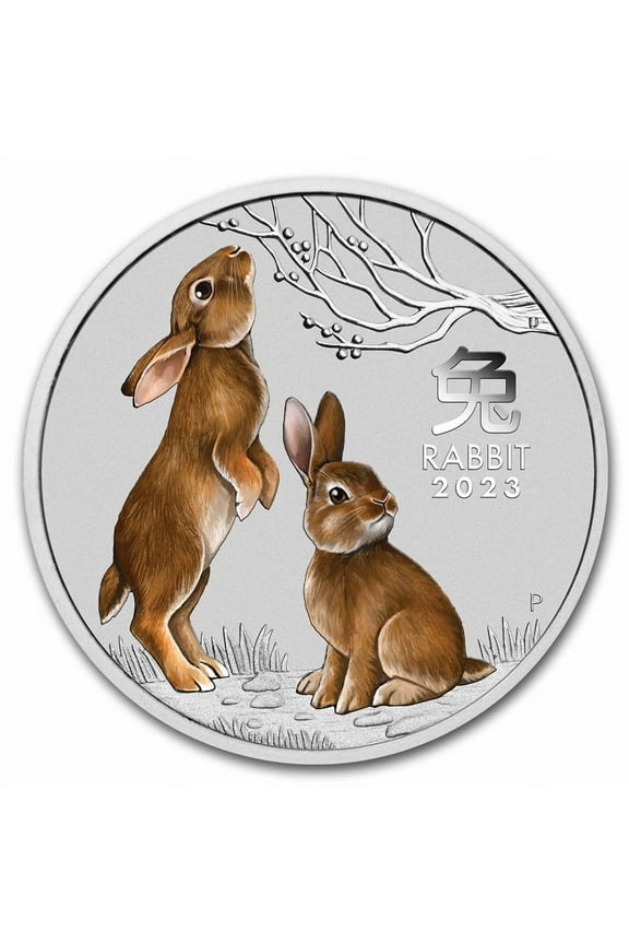 2023 Australia 1/2 oz Silver Lunar Rabbit BU (Colorized, SIII)