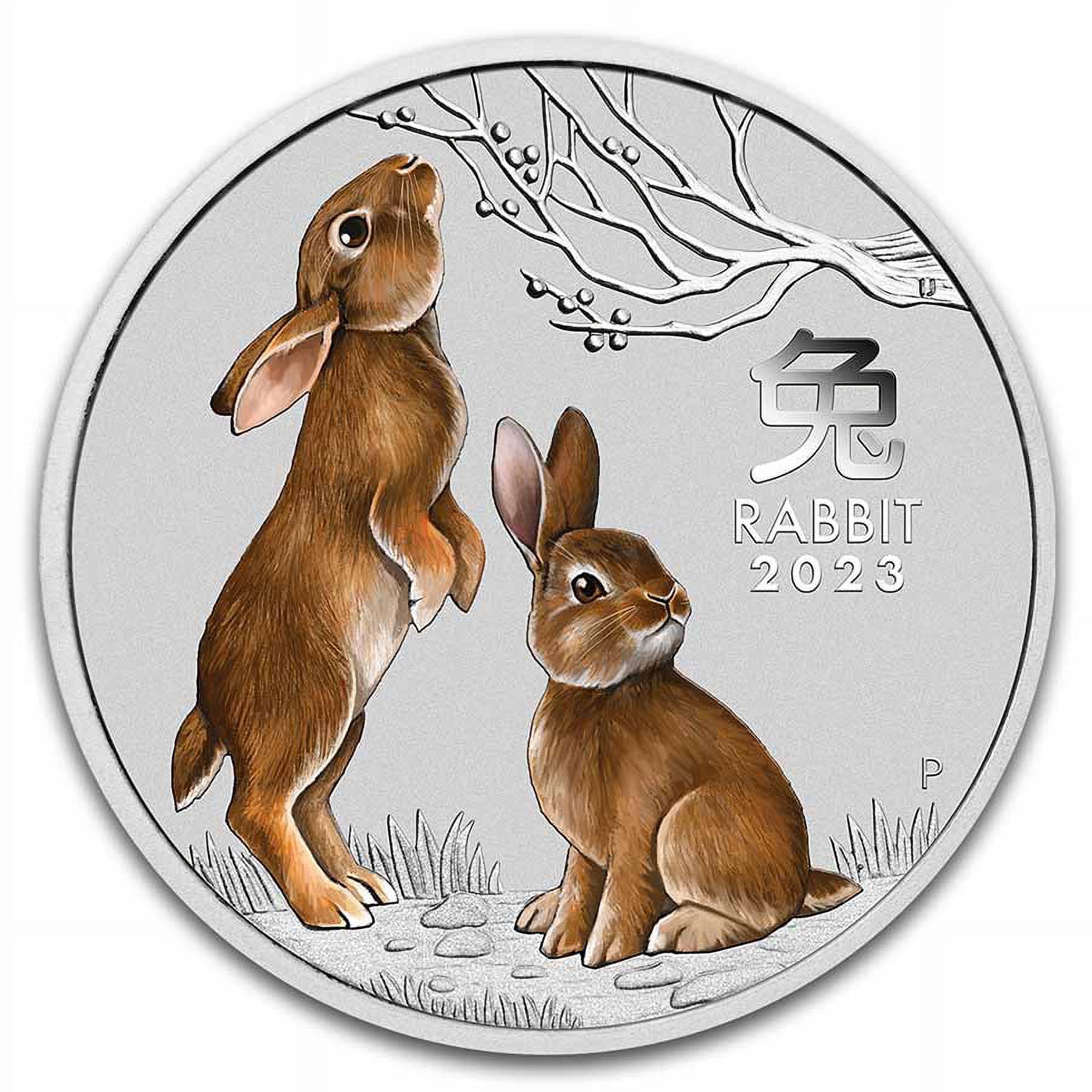 Milver Rabbit 2023 Australia 1 oz Silver Lunar Rabbit BU (Colorized, SIII) - Walmart.com