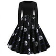 Gothic Halloween Costume for Women Vintage Dress Props Print Long