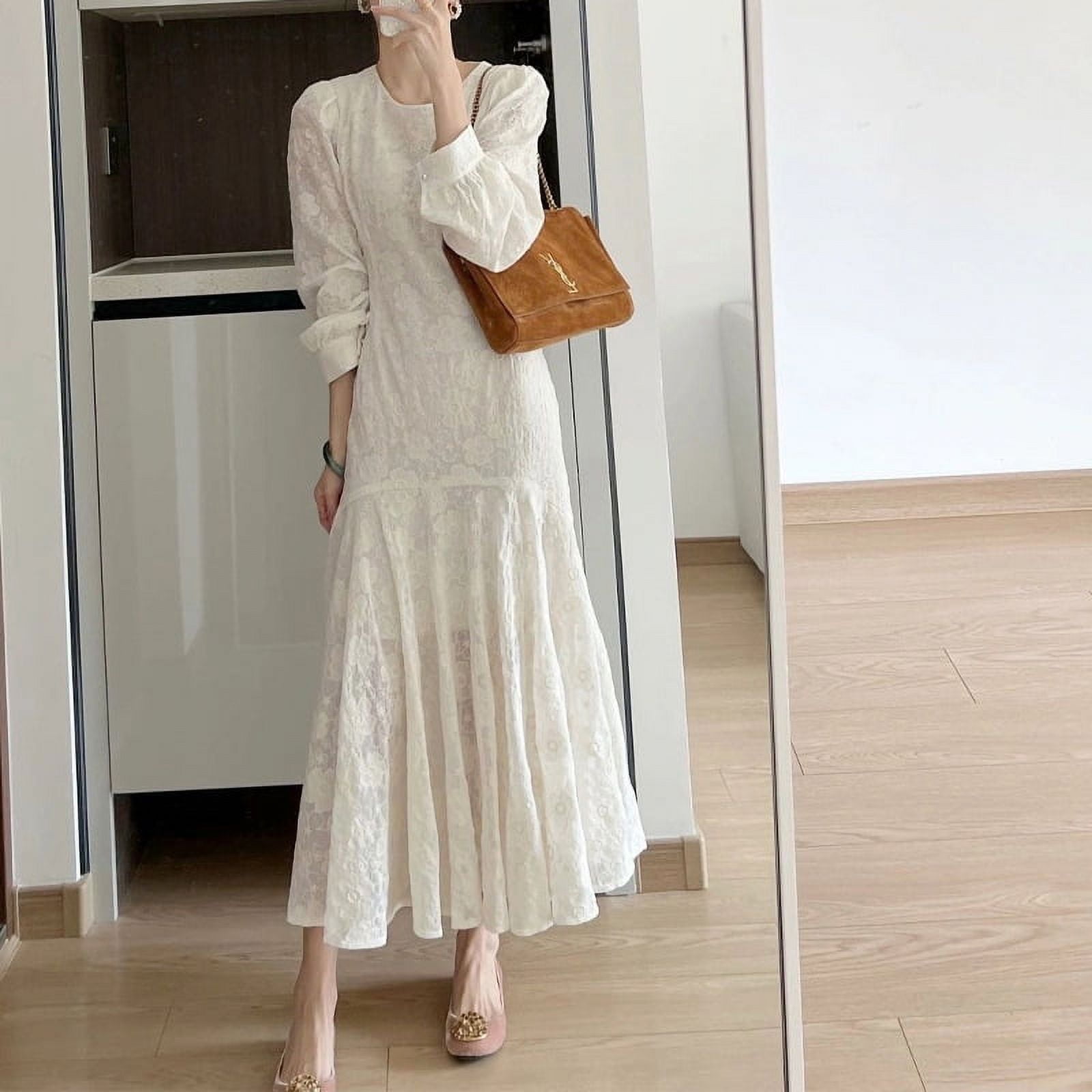 2023 Autumn New style socialite tea break French dress highgrade white