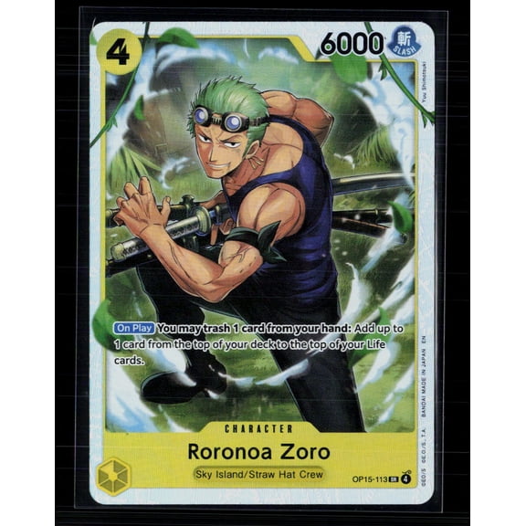 2023 Bandai One Piece Card Game Awakening of the New Era Roronoa Zoro Straw Hat Crew Sky Island Super Rare